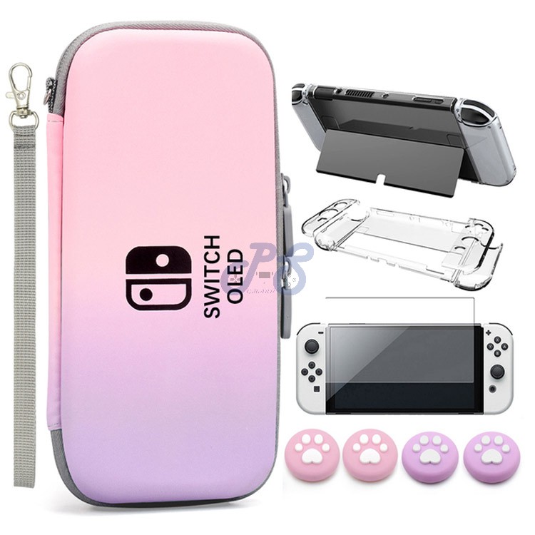 vgbus 7in1 accessory case for nintendo switch oled pinkpurple