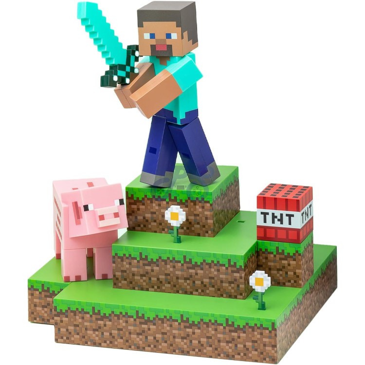 paladone minecraft steve diorama light