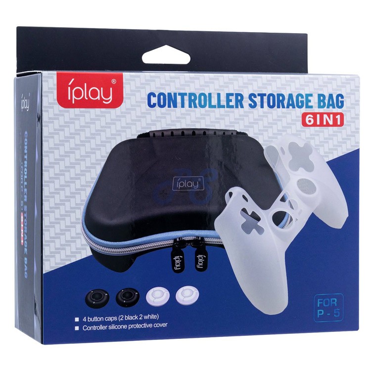 iplay 6 in 1 controller storage bag with transparent white cover for ps5