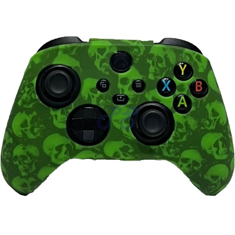 xbox series xs controller cover green skulls b