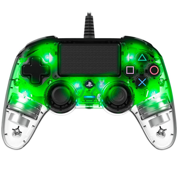 nacon wired illuminated compact controller crystal green ps4