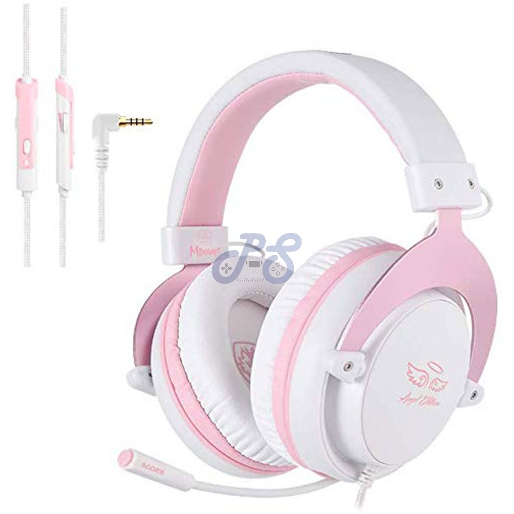 sades mpower gaming headset pink white