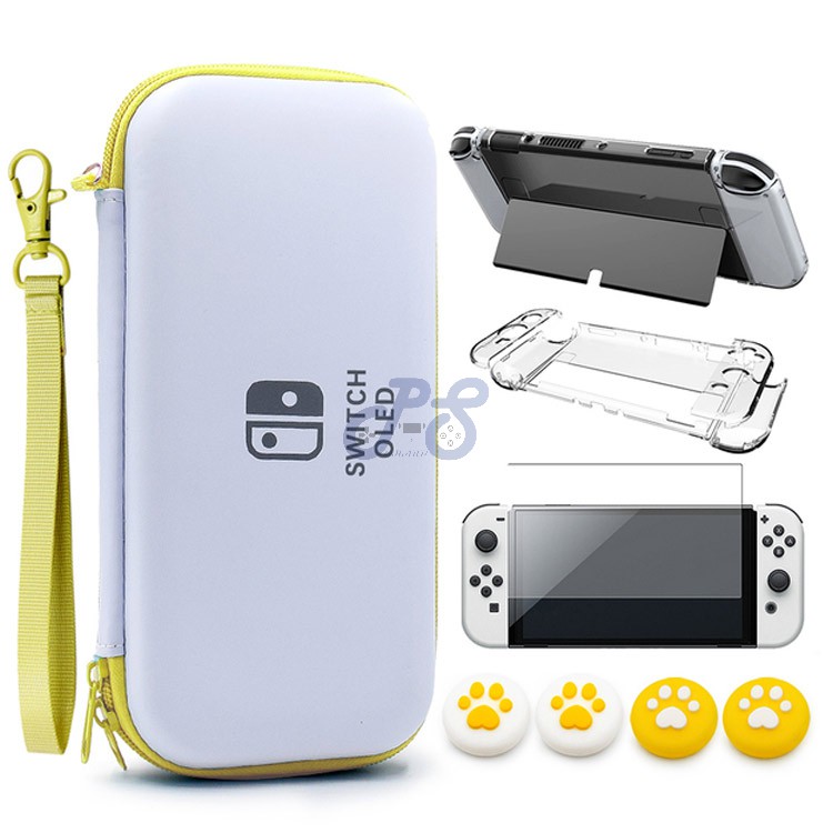 vgbus 7in1 accessory case for nintendo switch oled whiteyellow
