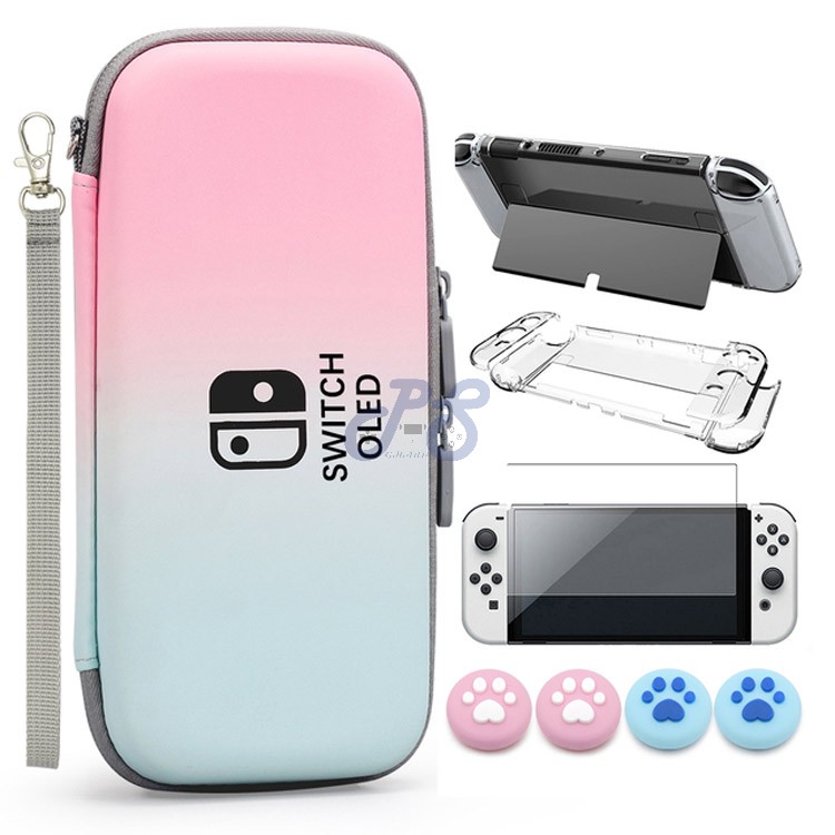 vgbus 7in1 accessory case for nintendo switch oled pinkturquoise