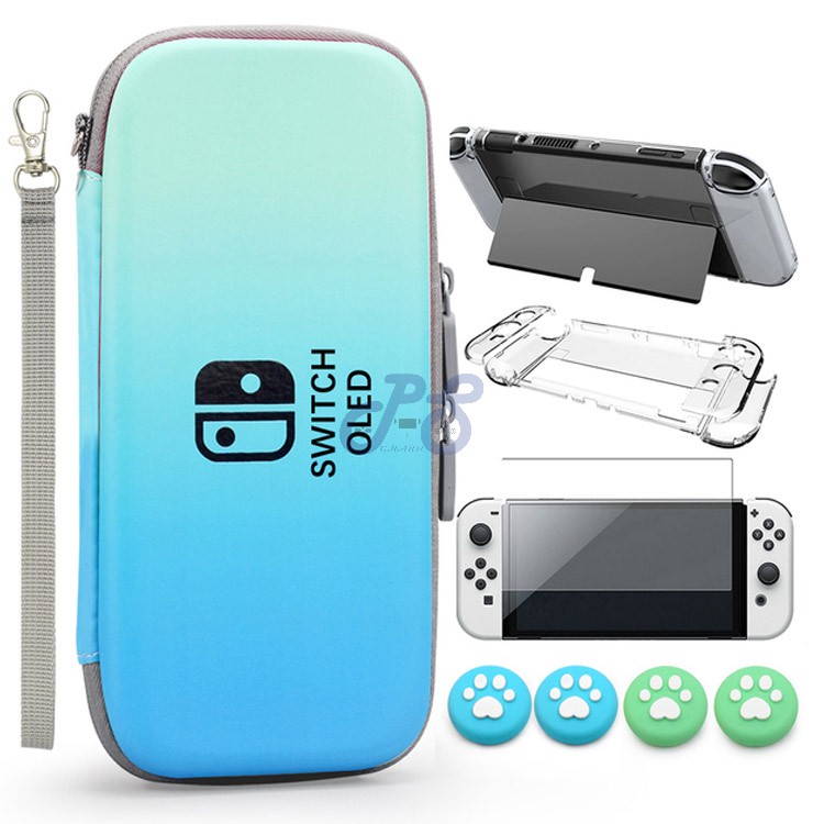 vgbus 7in1 accessory case for nintendo switch oled turquoiseblue