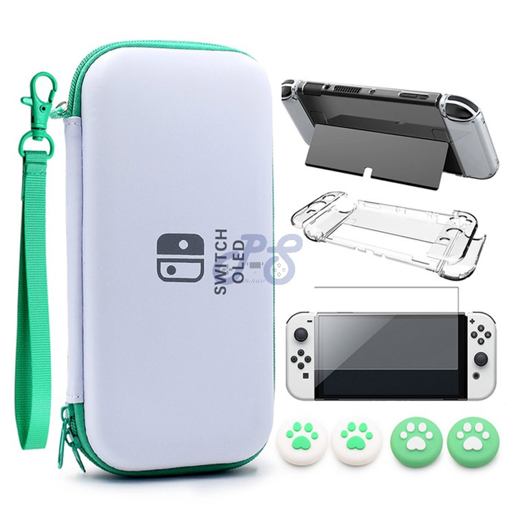 vgbus 7in1 accessory case for nintendo switch oled whitegreen