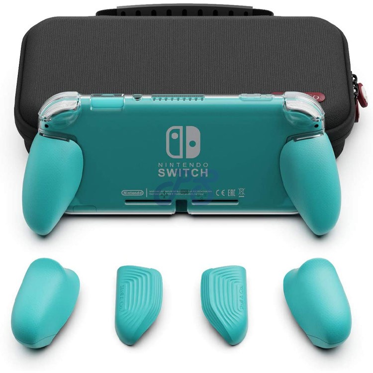 skull and co grip case bundle for nintendo switch lite green