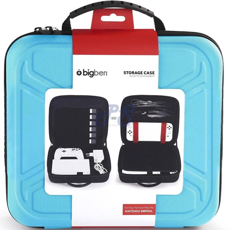 big ben storage case for nintendo switch oled blue