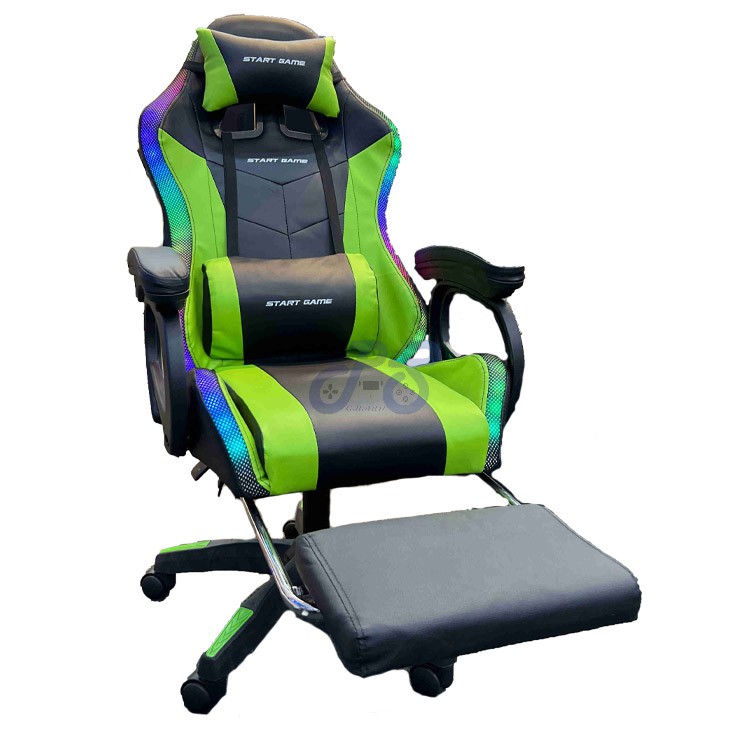 start game rgb gaming chair green