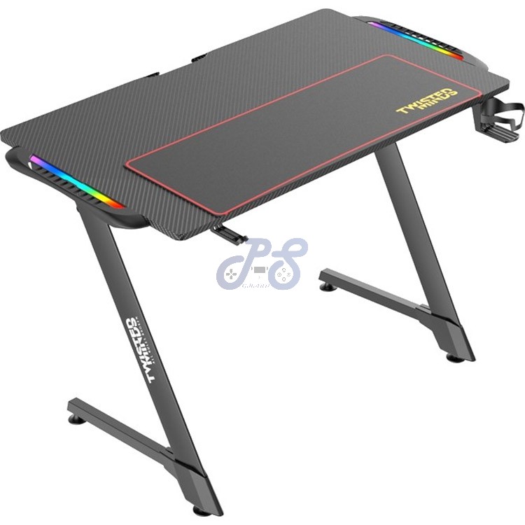 twisted minds z shaped gaming desk carbon fiber texture