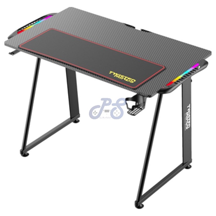 twisted minds a shaped gaming desk carbon fiber texture