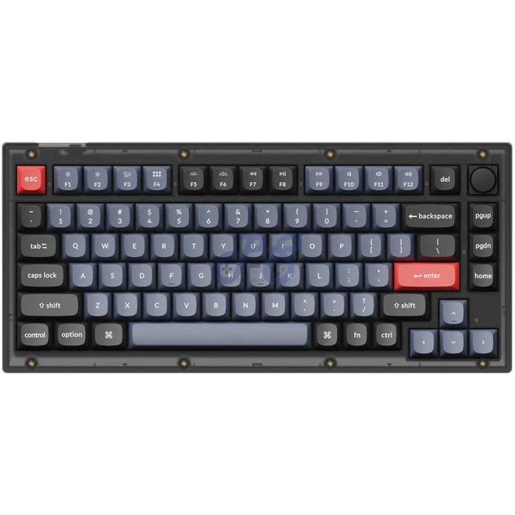 keychron v1 custom mechanical keyboard knob version red switch frosted black