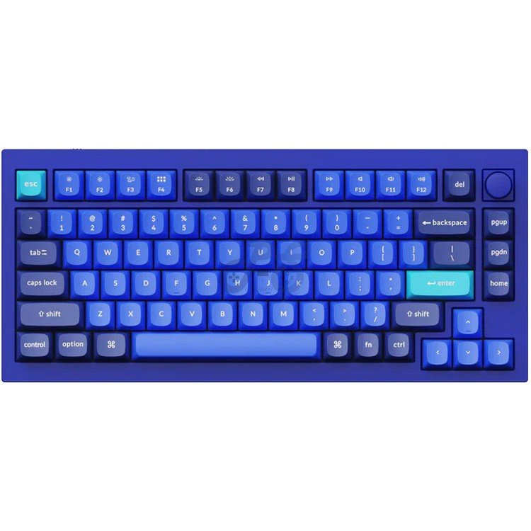keychron q1 qmk custom mechanical keyboard knob version brown switch navy blueblue