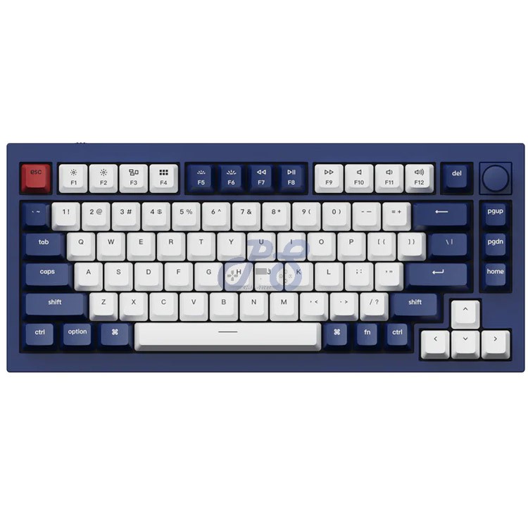 keychron q1 qmk custom mechanical keyboard knob version brown switch navy bluewhite