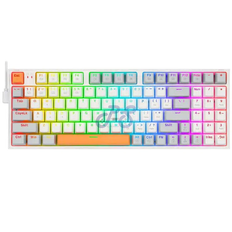 redragon kitava mechanical gaming keyboard white grey orange