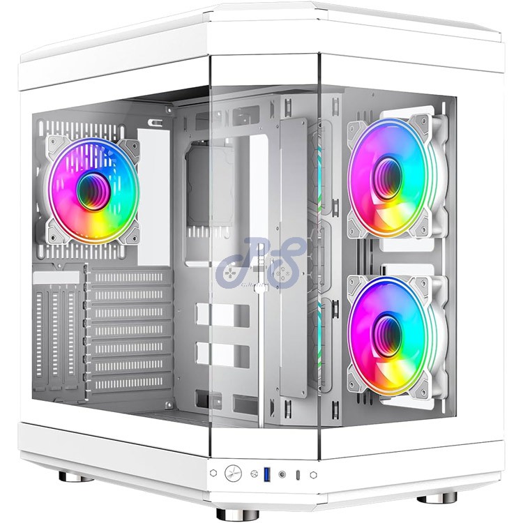 gamemax hype midtower modern aesthetic gaming pc case white