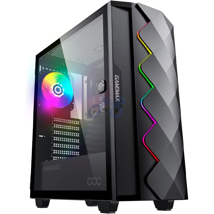 gamemax black diamond coc argb midtower gaming pc case