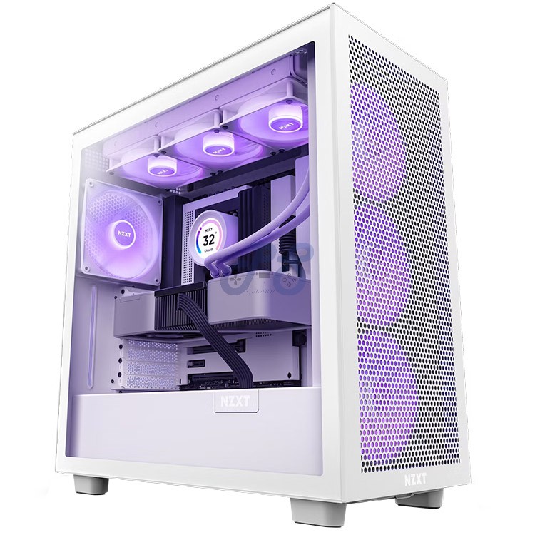nzxt h7 flow 2023 midtower gaming pc case matte white