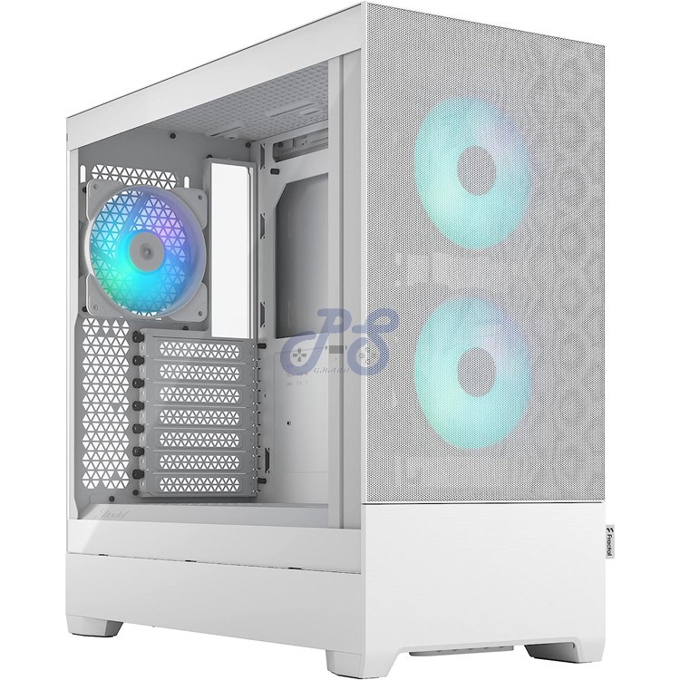 fractal design pop air rgb midtower pc case white tg clear