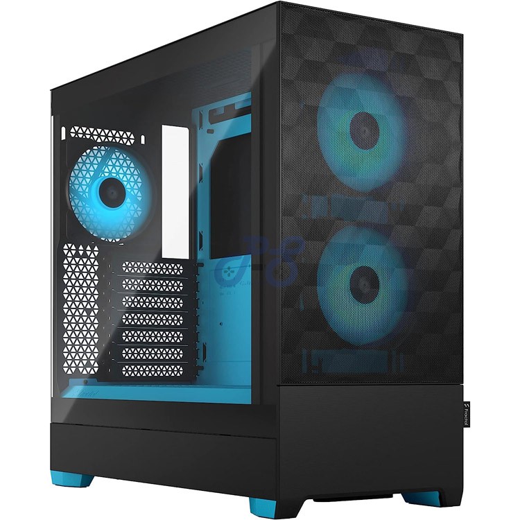 fractal design pop air rgb midtower pc case cyan tg clear tint