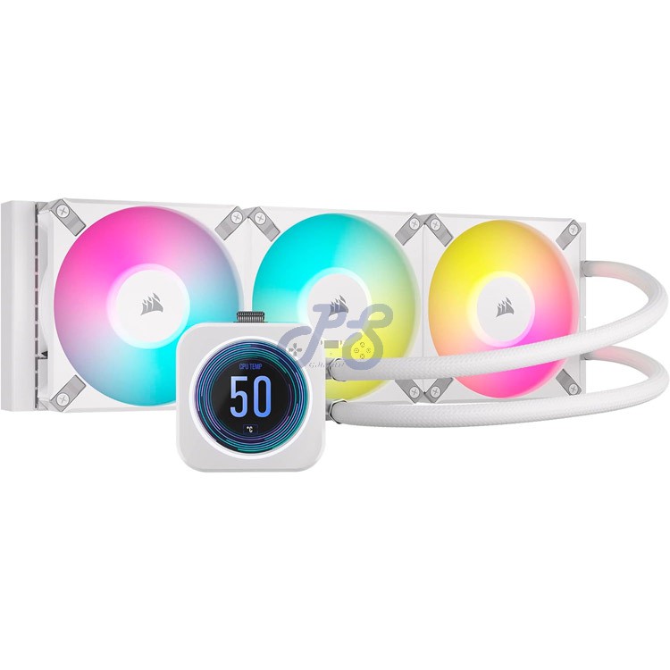corsair icue h150i elite lcd xt liquid cpu cooler white