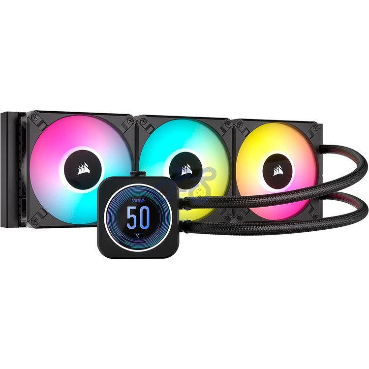 corsair icue h150i elite lcd xt liquid cpu cooler black