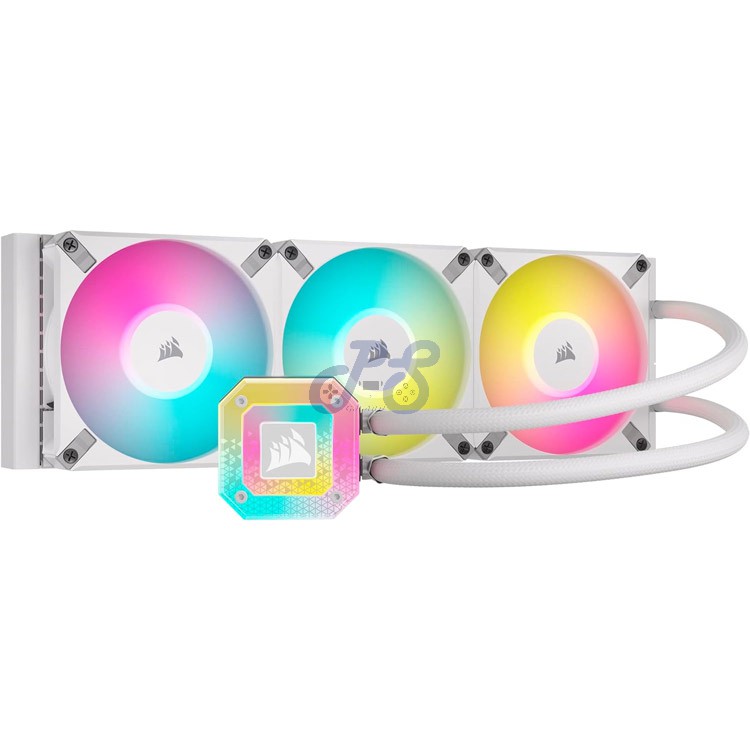 corsair icue h150i elite capellix xt extreme performance 360mm rgb liquid cpu cooler white