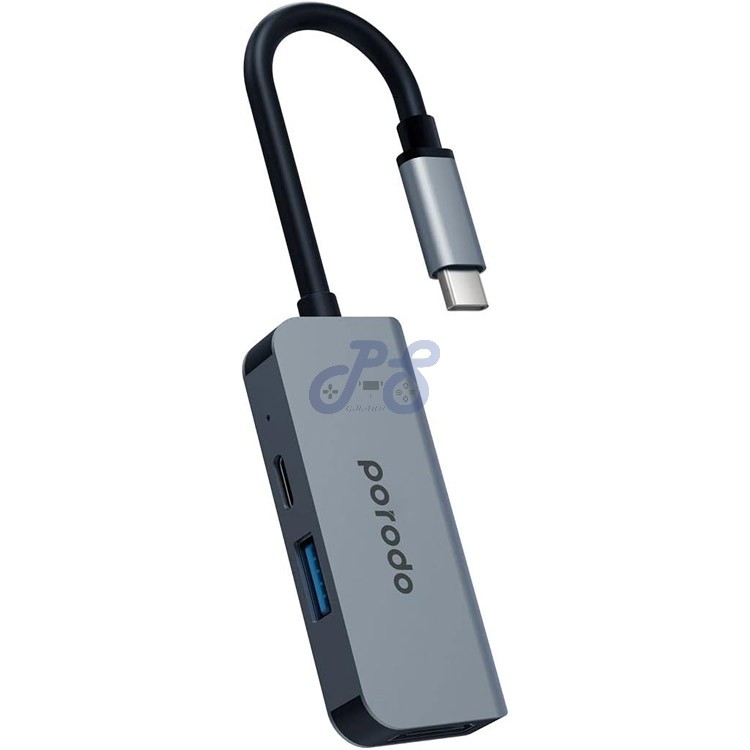 porodo aluminum 3in1 usbc hub