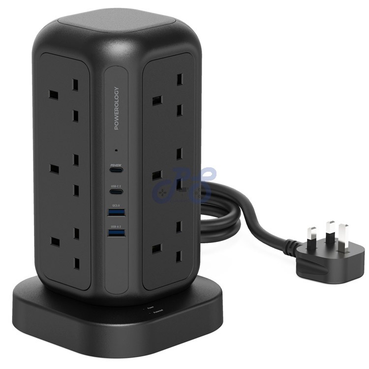 powerology 12 sockets multiport tower hub