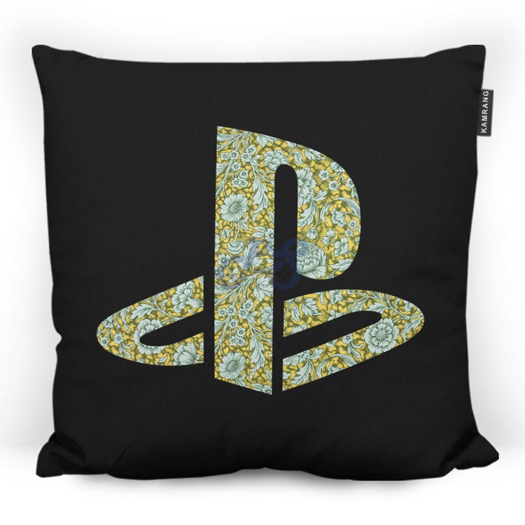 pillow playstation logo flowers