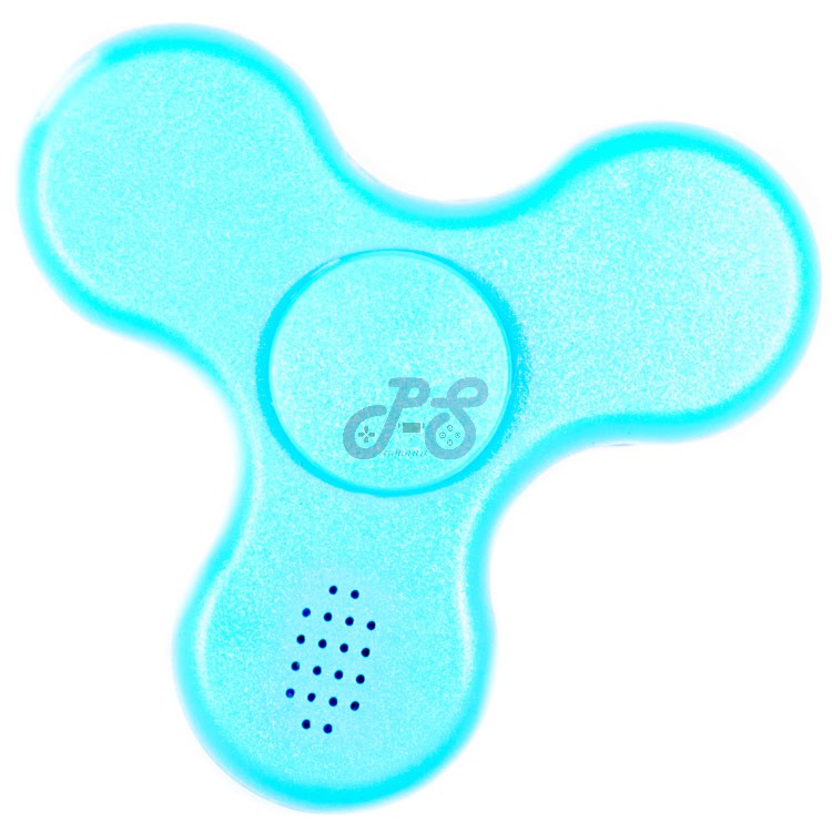 blue fidget spinner with speaker lights and bluetooth