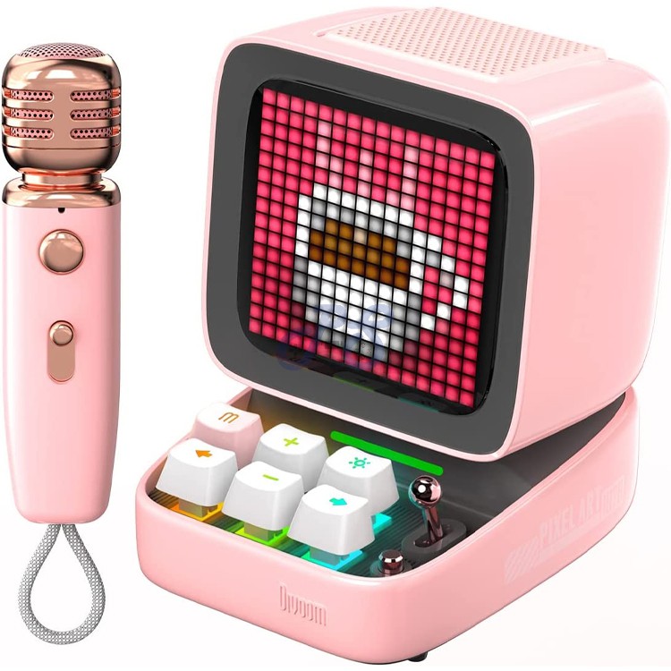 divoom ditoomic bluetooth speaker pink