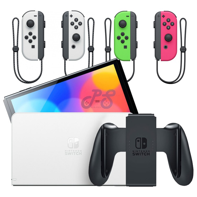 Nintendo Switch oled white green pink
