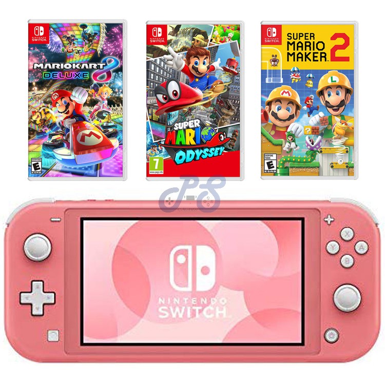 Nintendo Switch Lite coral mario games collection