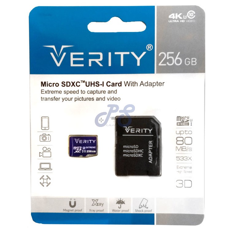 verity micro sdxc uhs i card with adapter 256gb