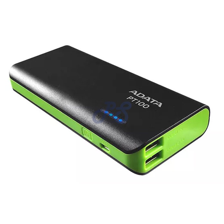 adata pt100 10000mah power bank black green