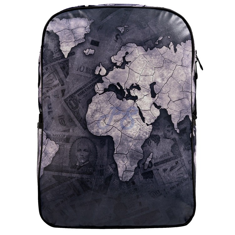 vanguard leather backpack world map bw