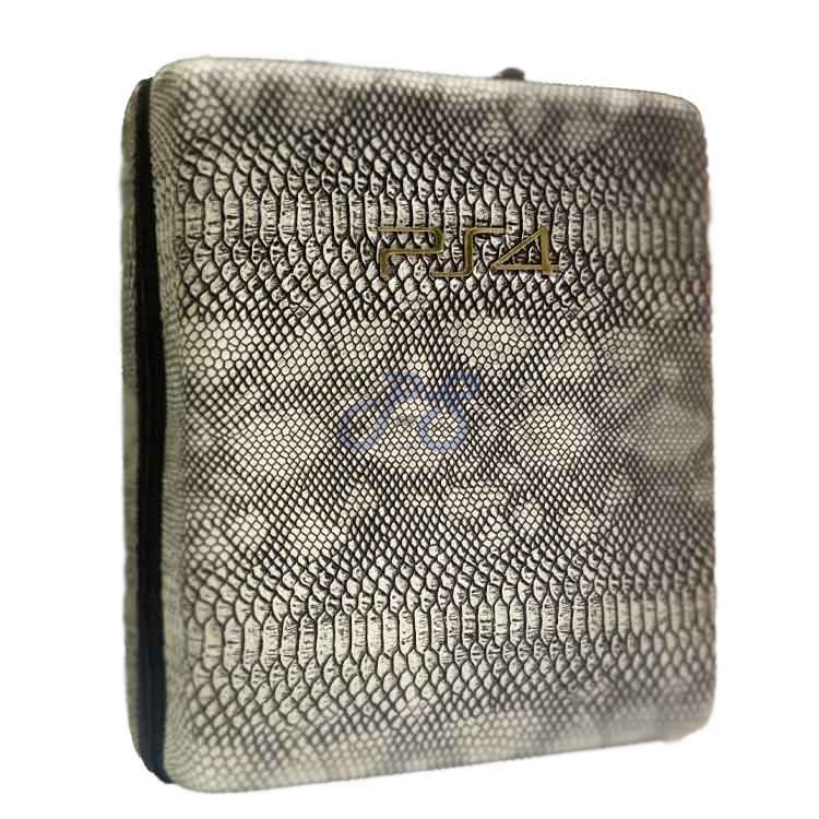 playstation 4 pro hard case snake leather grey