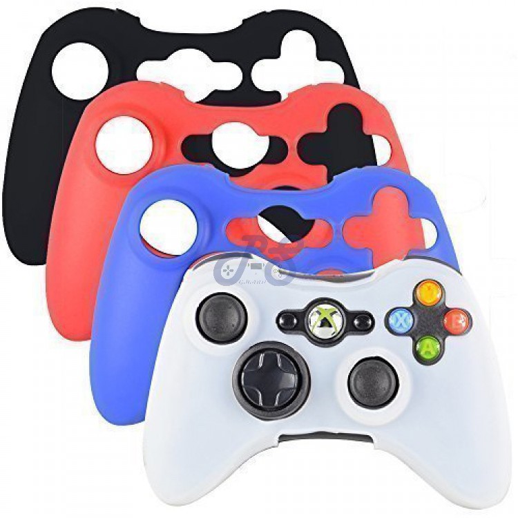 4 colors package xbox 360 wireless game controller skin accessories new silicone skin protection cover black white blue red.html